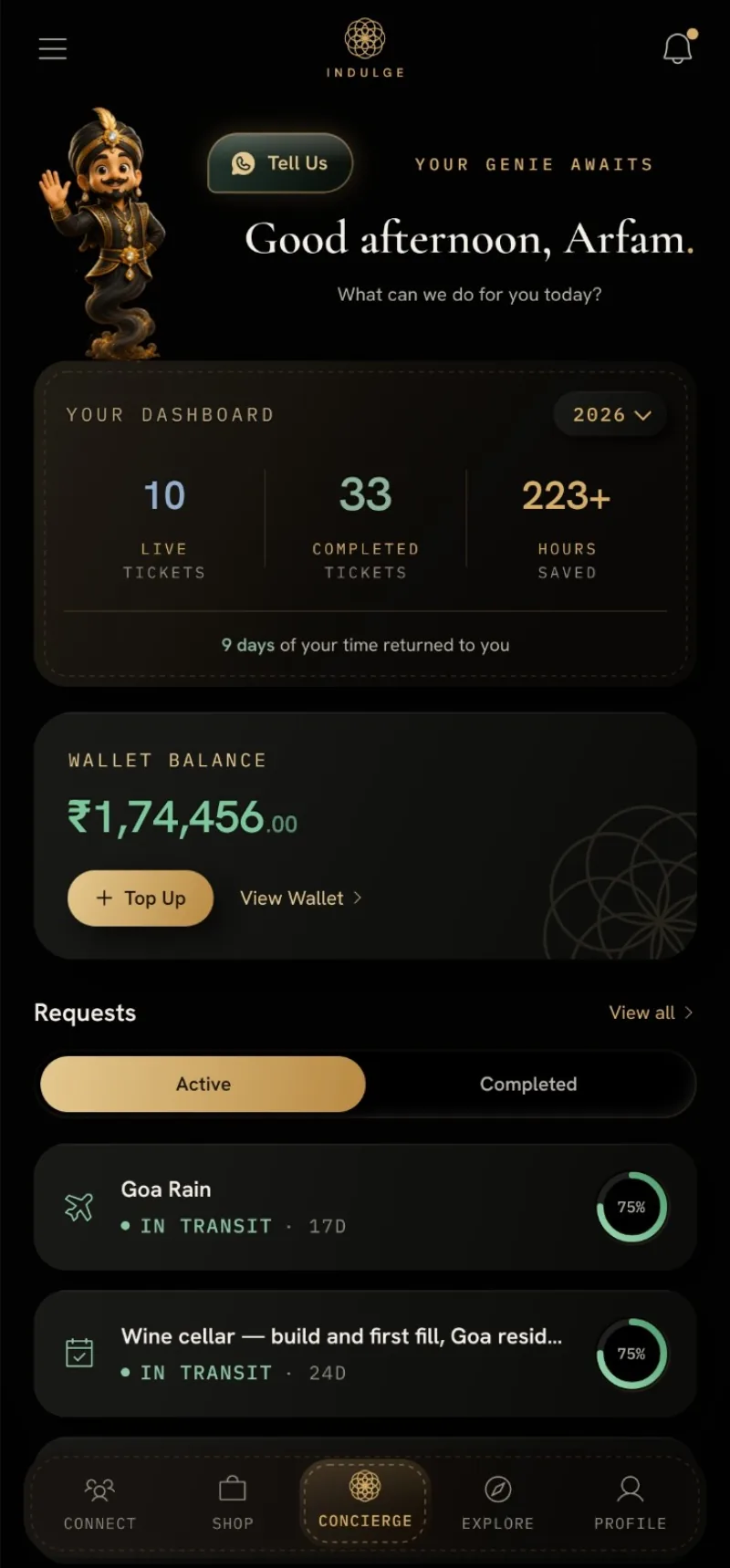 Indulge app — concierge home