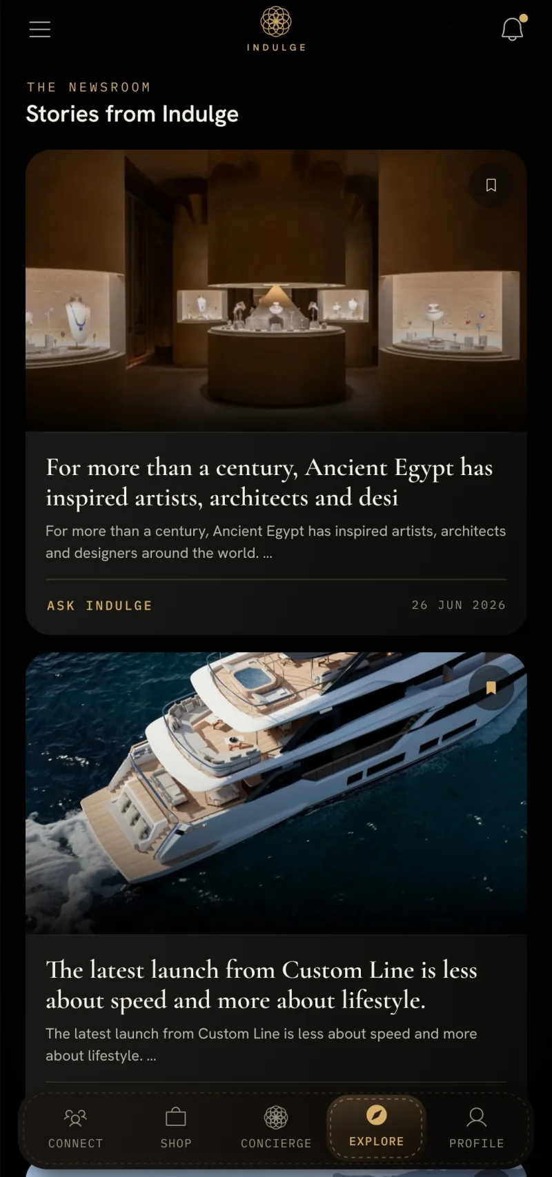 Indulge app — the Newsroom