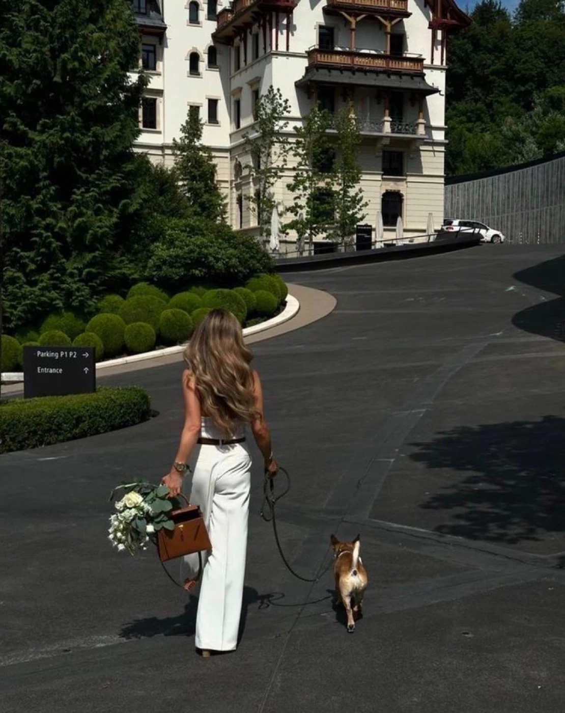 An elegant arrival at a grand European palace hotel