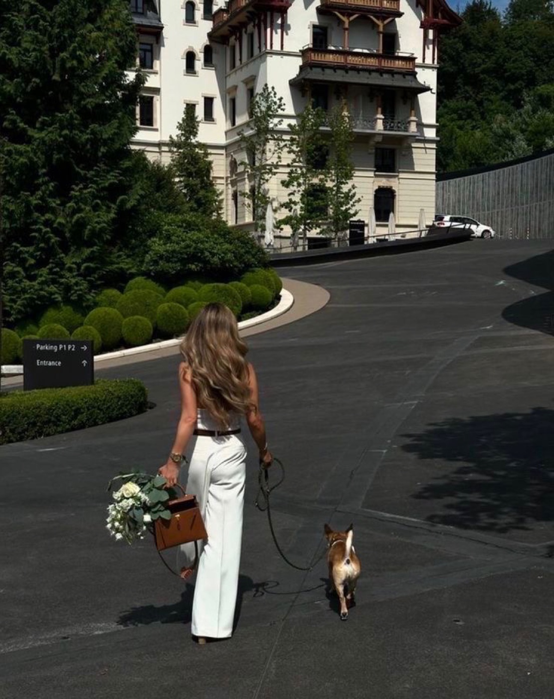 An elegant arrival at a grand European palace hotel