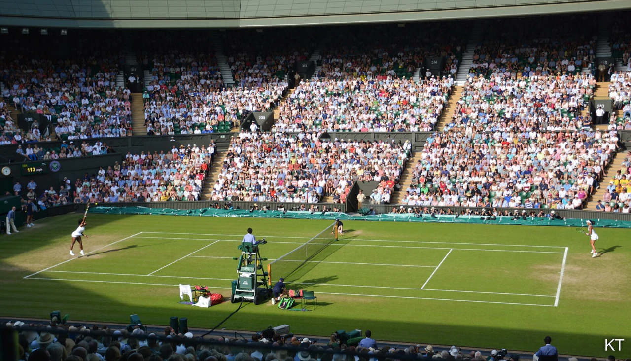 Centre Court at Wimbledon during a match