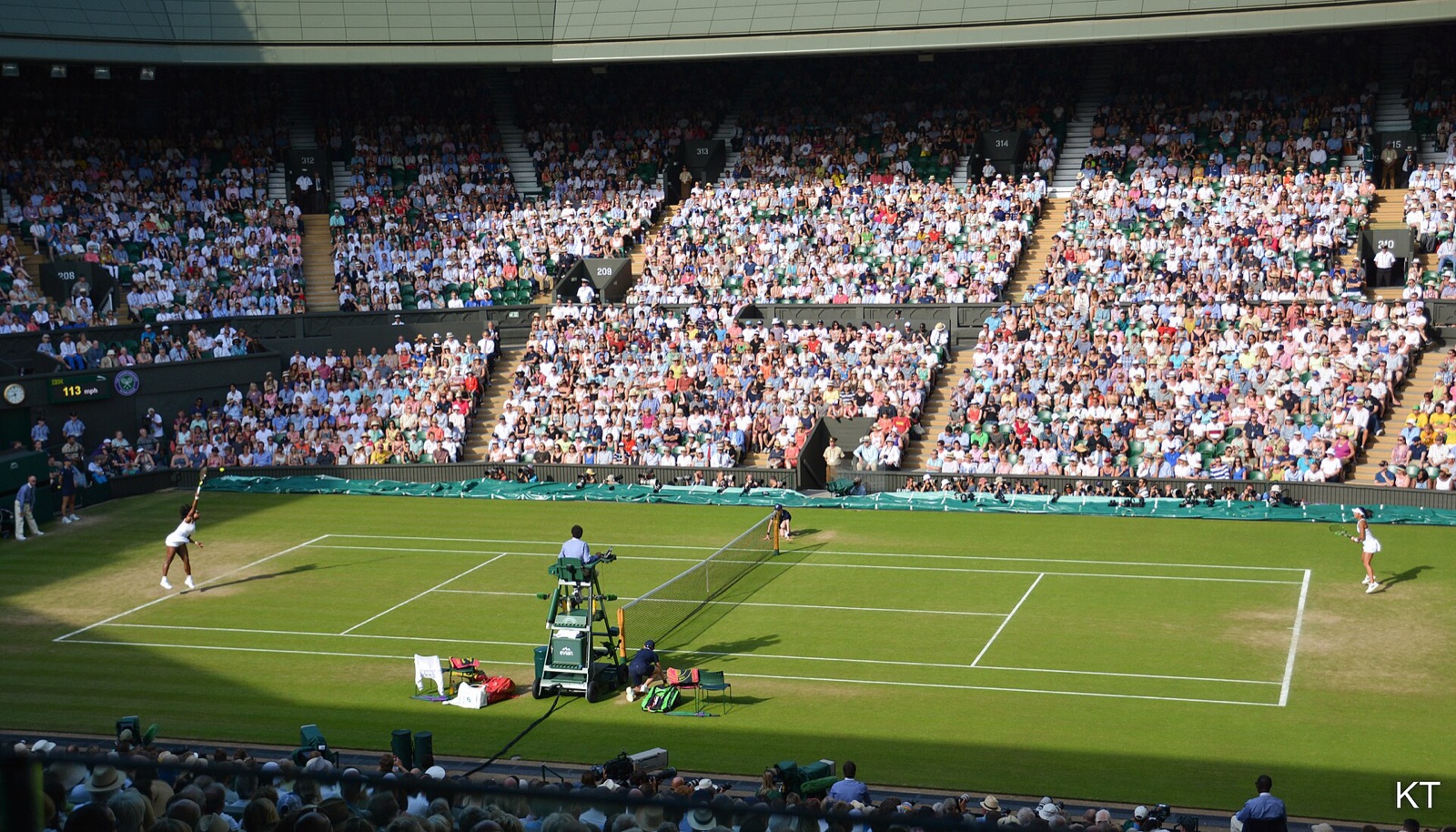 Centre Court at Wimbledon during a match